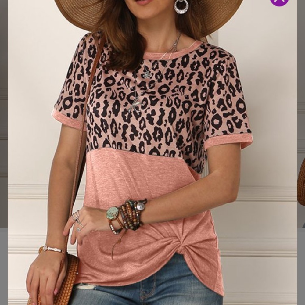 Leopard print & pink shirt